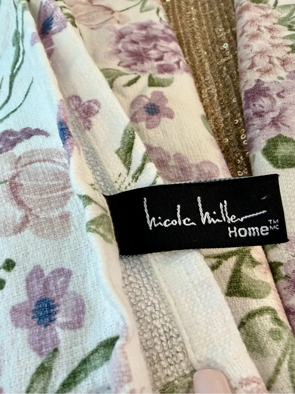 🌸H39 - Floral Cotton Guest Towels in Lavender and Green - Set of 2💜💚💐🛍️